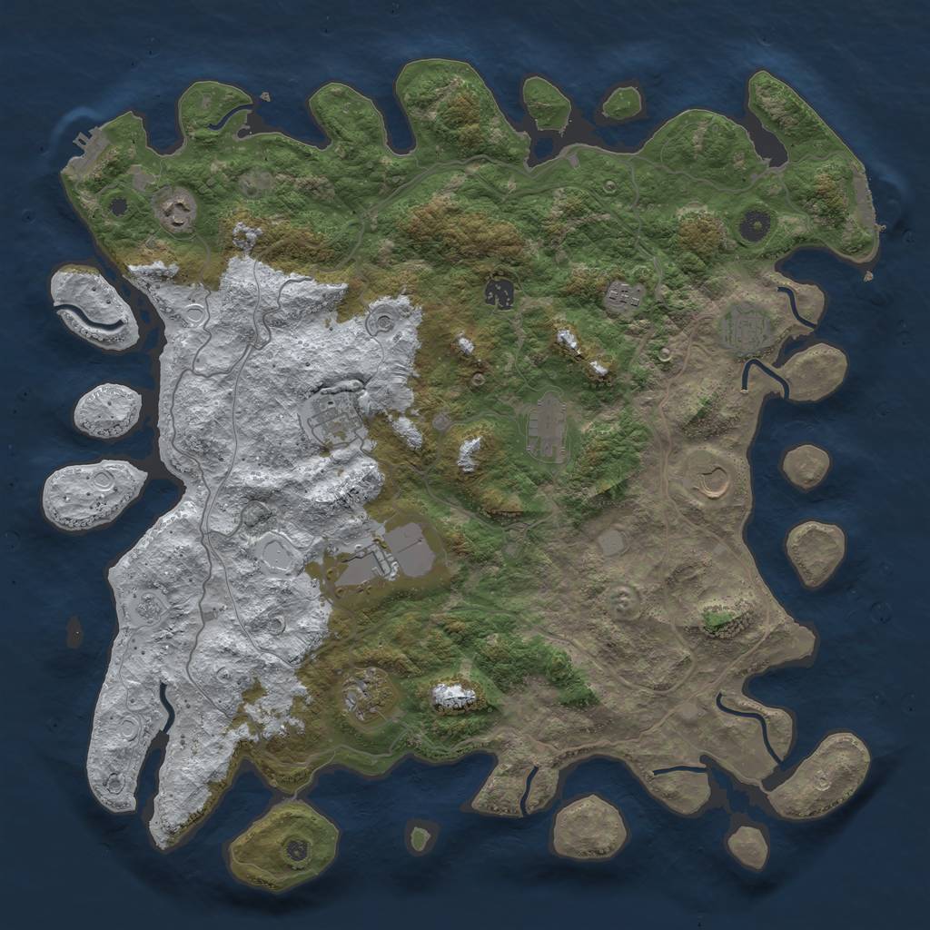 Rust Map: Procedural Map, Size: 4500, Seed: 354752, 18 Monuments