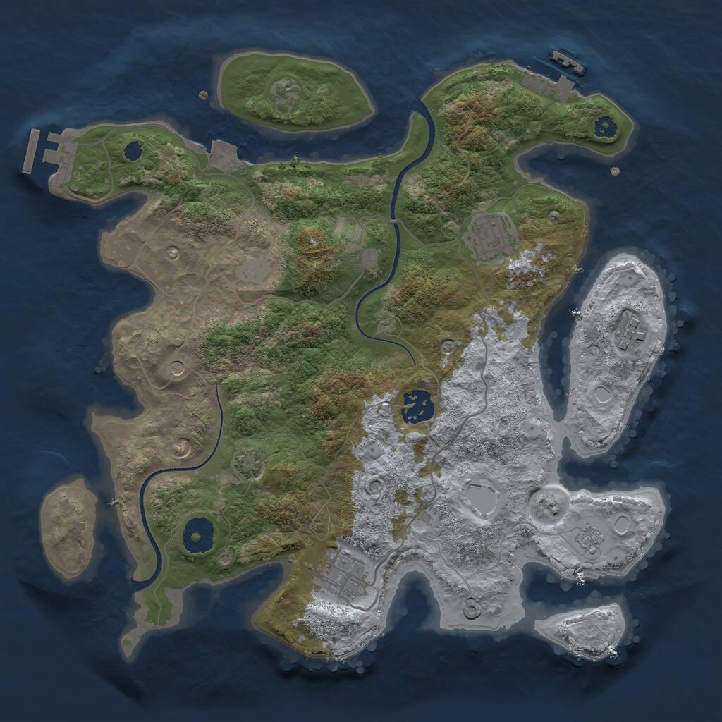 Rust Map: Procedural Map, Size: 3200, Seed: 3155684, 10 Monuments
