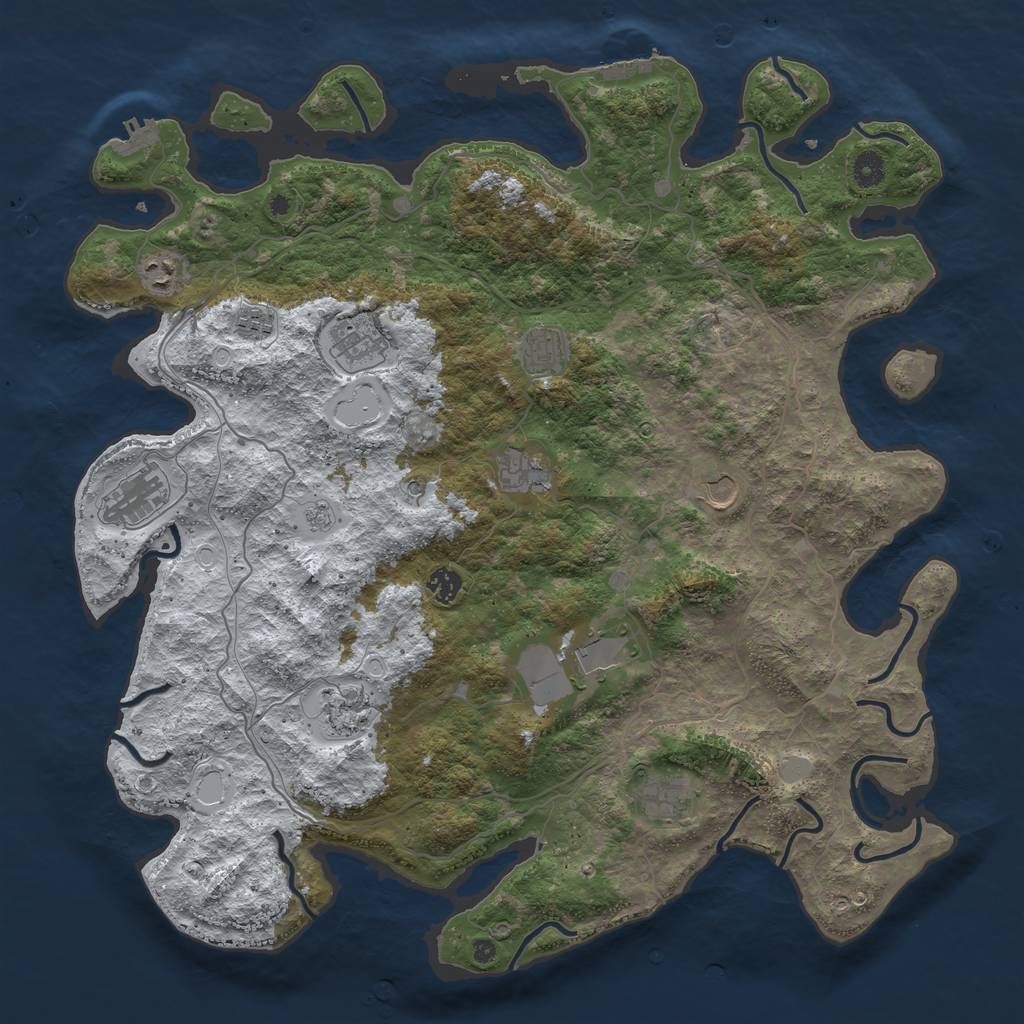 Rust Map: Procedural Map, Size: 4500, Seed: 4936022, 20 Monuments