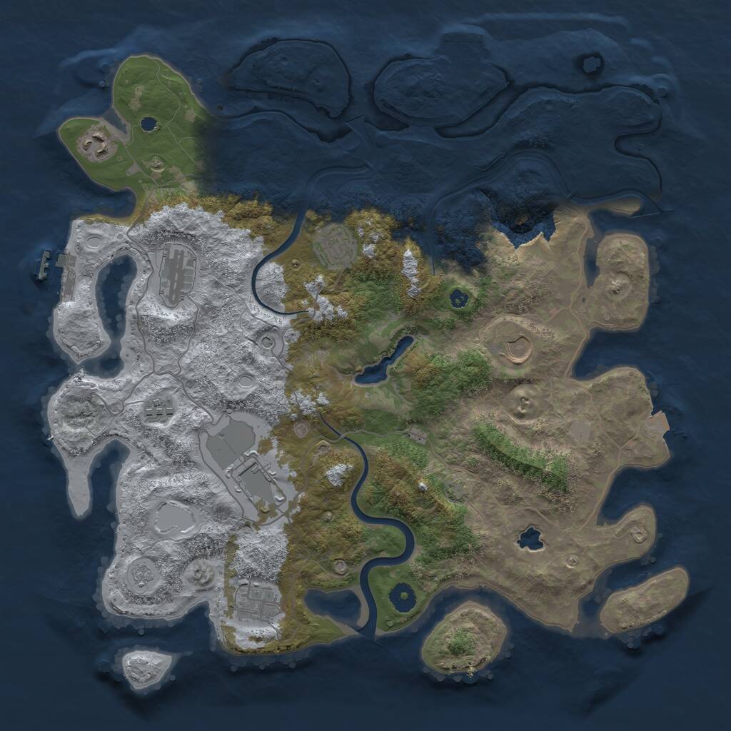 Rust Map: Procedural Map, Size: 4000, Seed: 440718660, 13 Monuments