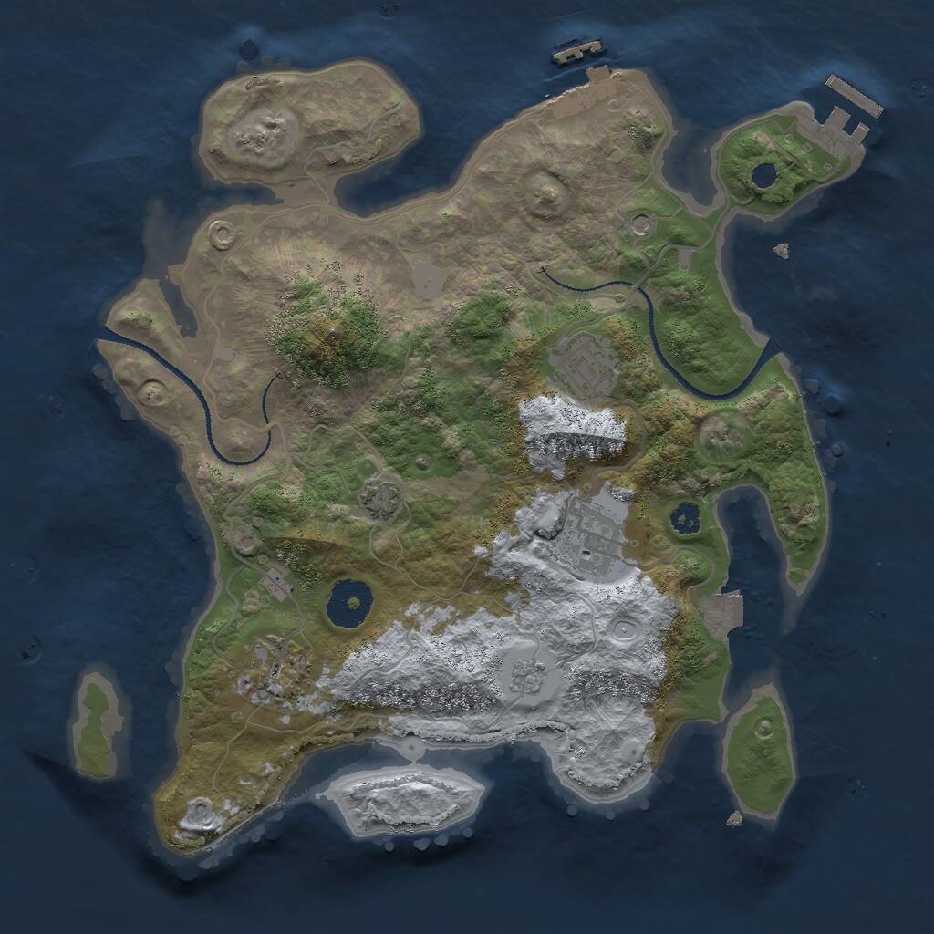 Rust Map: Procedural Map, Size: 3000, Seed: 2439614, 9 Monuments