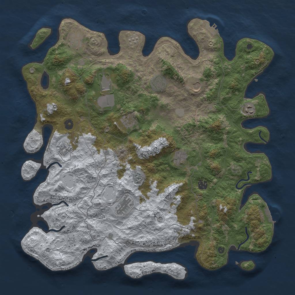 Rust Map: Procedural Map, Size: 4500, Seed: 5197887, 20 Monuments