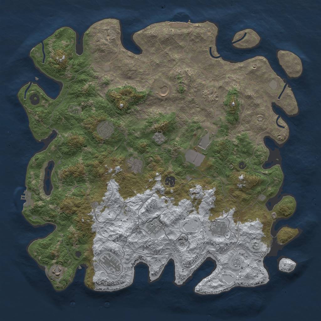 Rust Map: Procedural Map, Size: 4500, Seed: 2557958, 20 Monuments