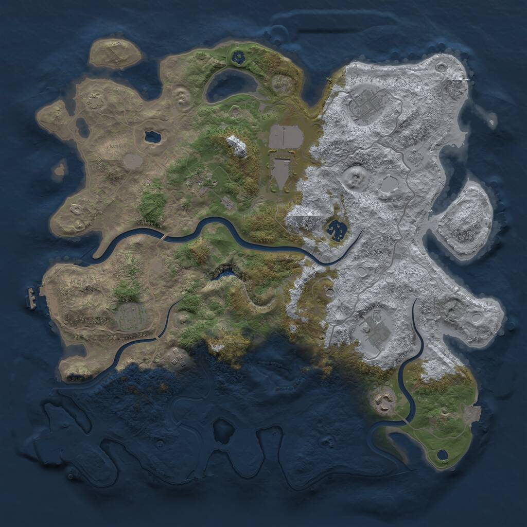 Rust Map: Procedural Map, Size: 4000, Seed: 46289, 14 Monuments