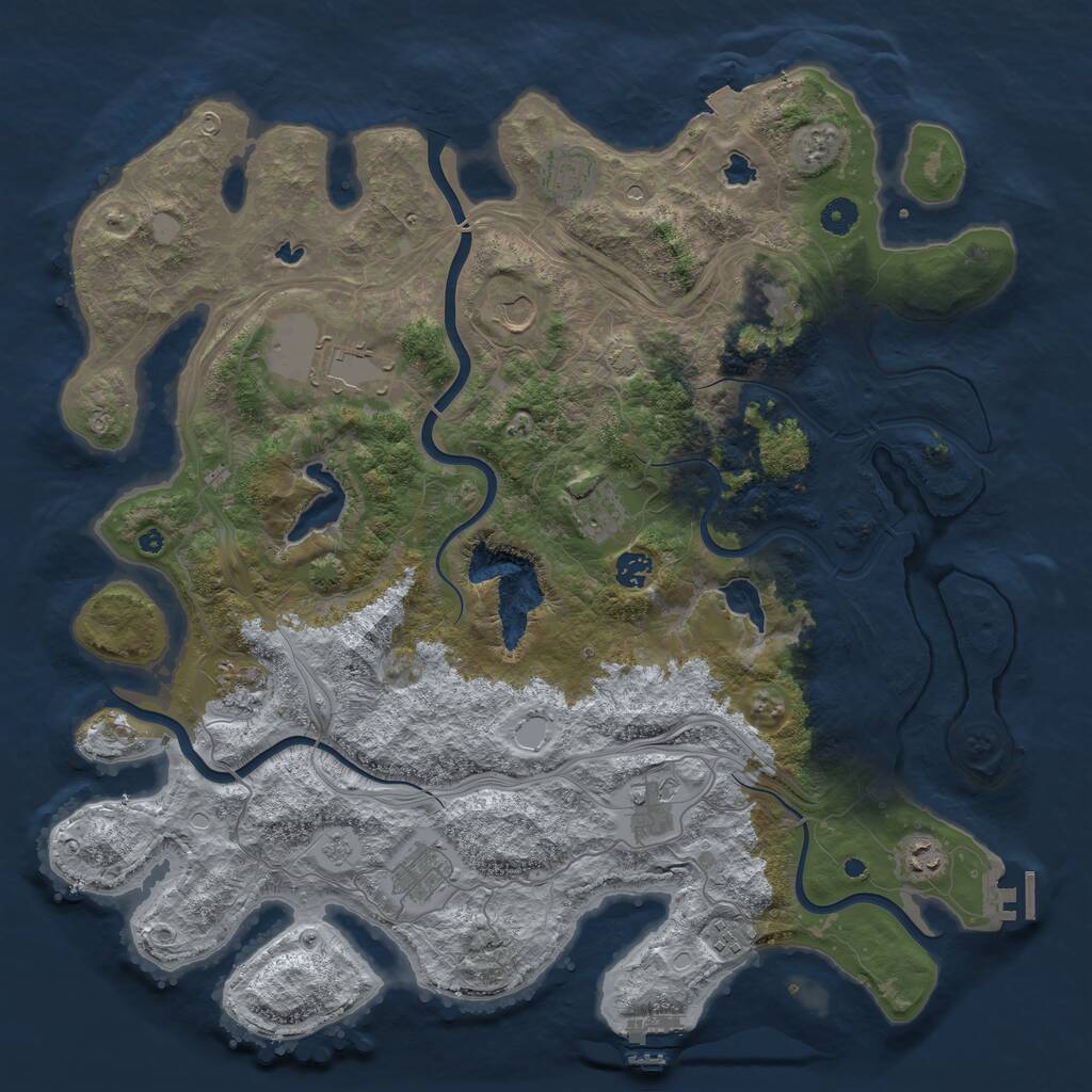 Rust Map: Procedural Map, Size: 4500, Seed: 598347, 17 Monuments