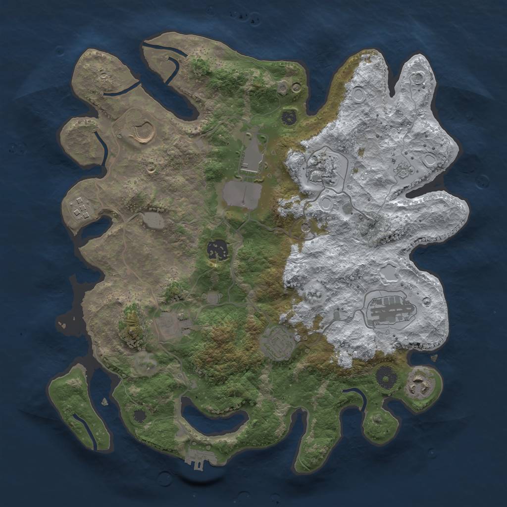 Rust Map: Procedural Map, Size: 3500, Seed: 467729028, 17 Monuments