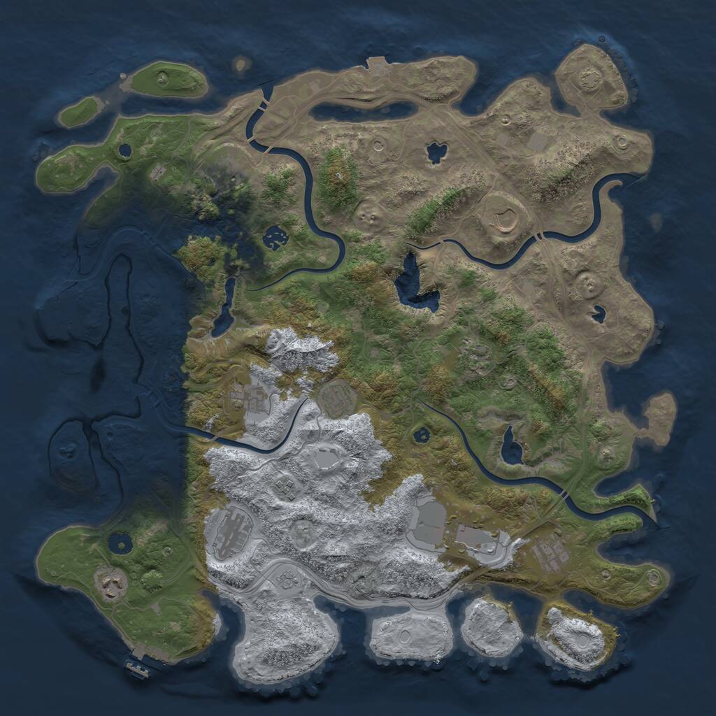Rust Map: Procedural Map, Size: 4500, Seed: 1928809, 17 Monuments