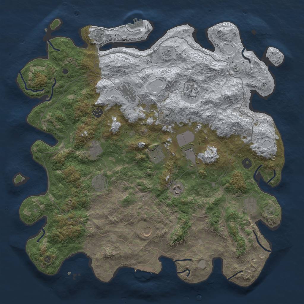Rust Map: Procedural Map, Size: 4500, Seed: 1261977, 20 Monuments