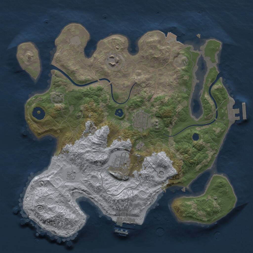 Rust Map: Procedural Map, Size: 3001, Seed: 2147483647, 9 Monuments