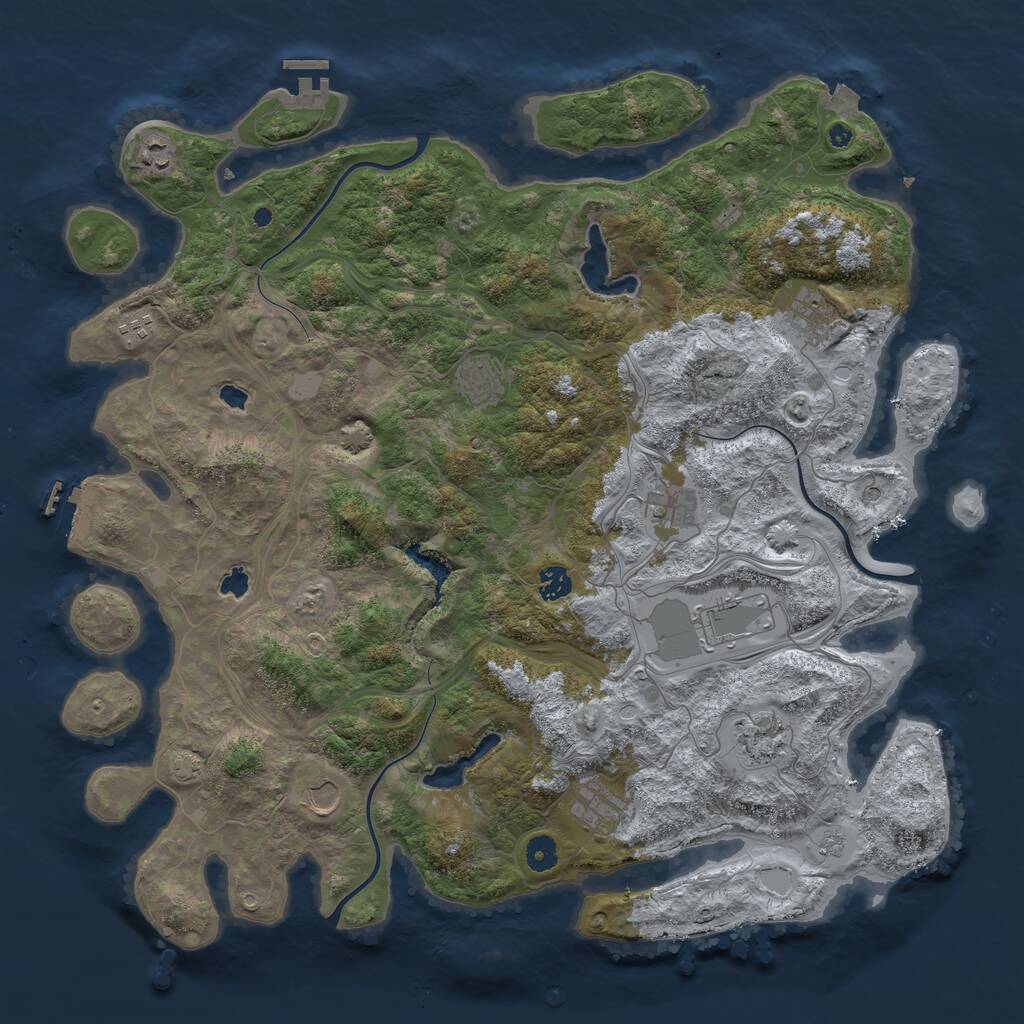Rust Map: Procedural Map, Size: 4500, Seed: 709338, 16 Monuments