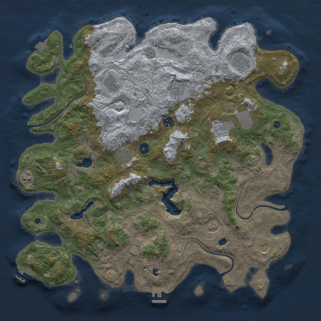 Rust Map: Procedural Map, Size: 4500, Seed: 5264871, 16 Monuments