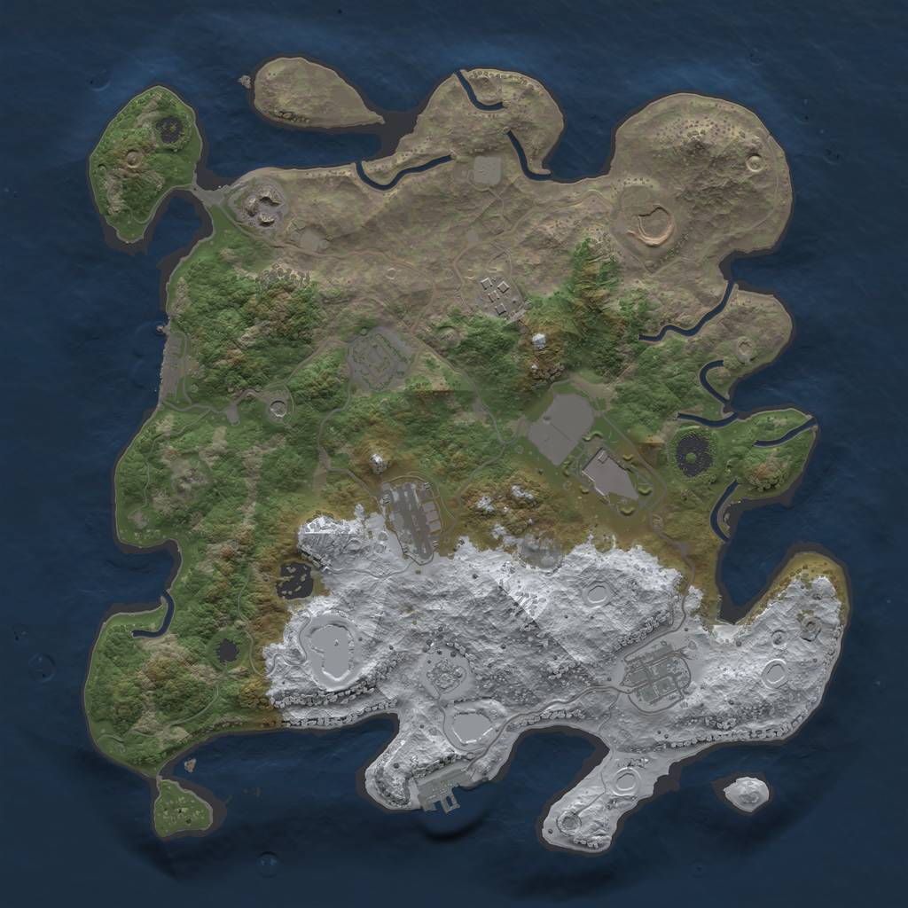 Rust Map: Procedural Map, Size: 3500, Seed: 87354, 17 Monuments