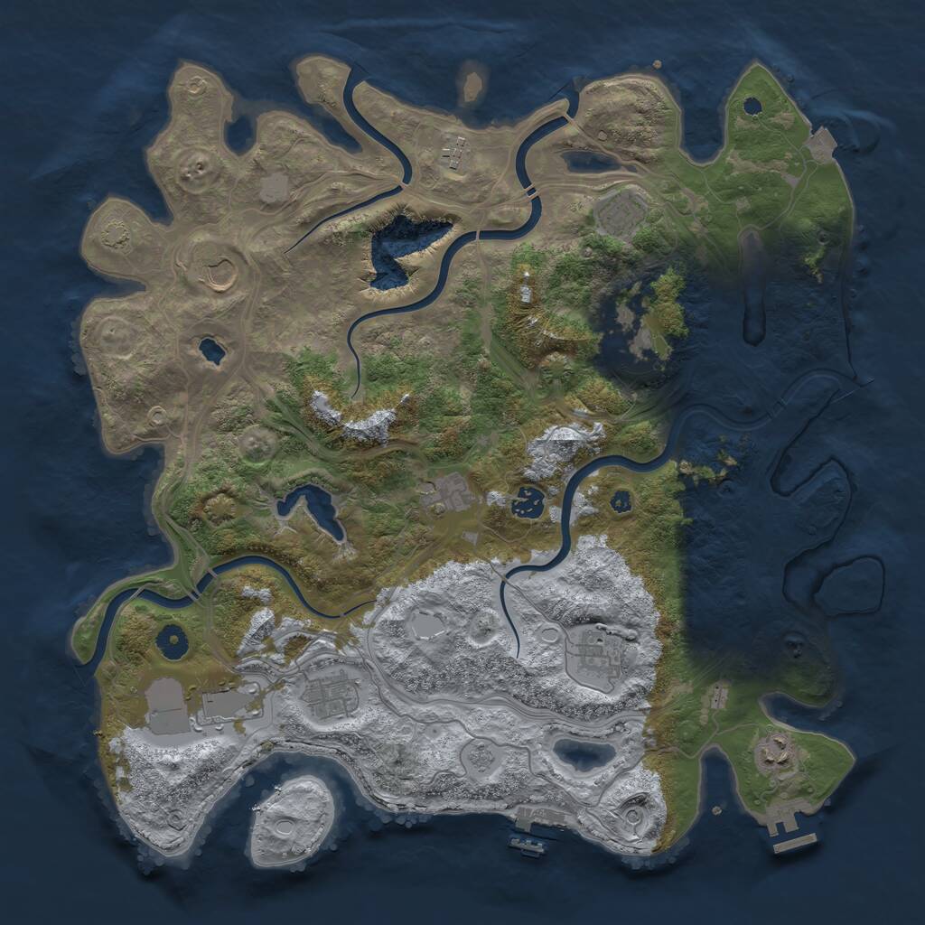 Rust Map: Procedural Map, Size: 4250, Seed: 25874, 16 Monuments