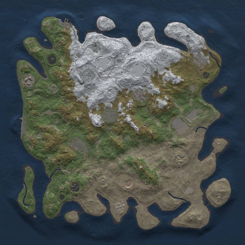 Rust Map: Procedural Map, Size: 3950, Seed: 700872748, 20 Monuments