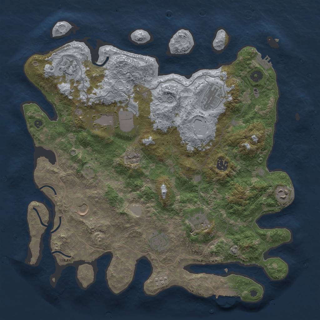 Rust Map: Procedural Map, Size: 4000, Seed: 876543210, 15 Monuments