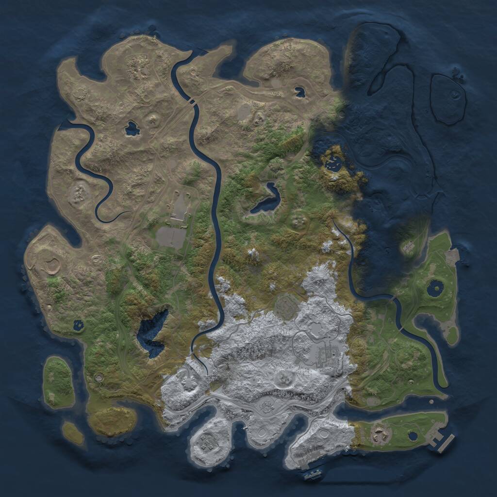 Rust Map: Procedural Map, Size: 4500, Seed: 4204303, 14 Monuments
