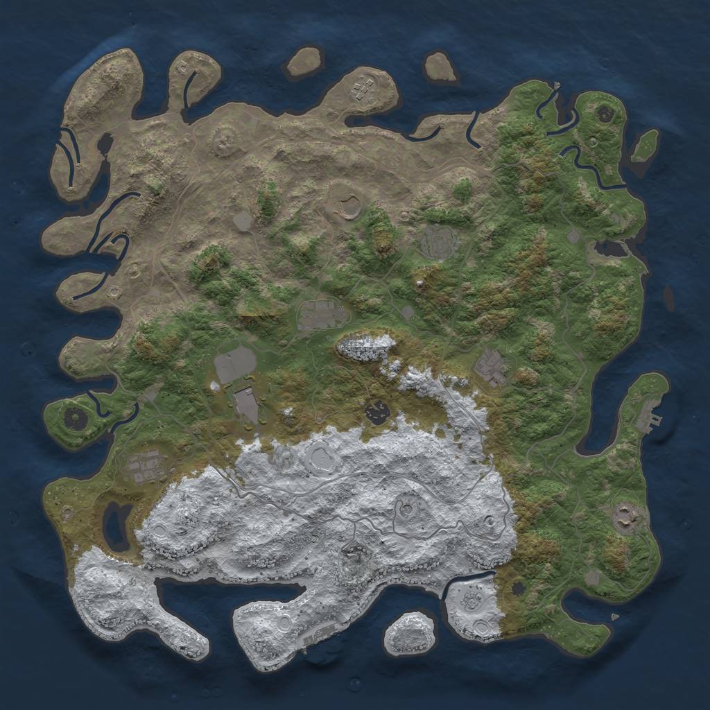 Rust Map: Procedural Map, Size: 4500, Seed: 3227162, 18 Monuments