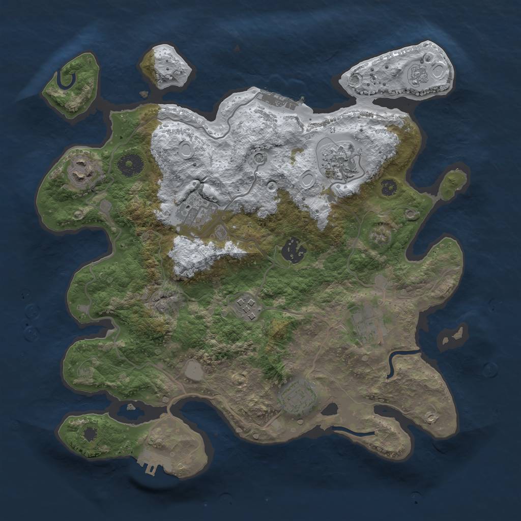 Rust Map: Procedural Map, Size: 3250, Seed: 1858487345, 16 Monuments