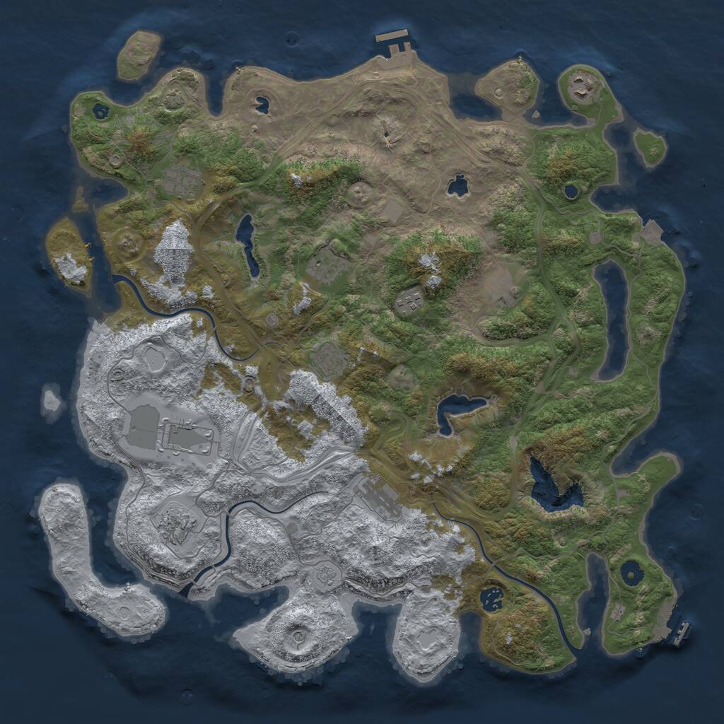 Rust Map: Procedural Map, Size: 4500, Seed: 1482257, 16 Monuments