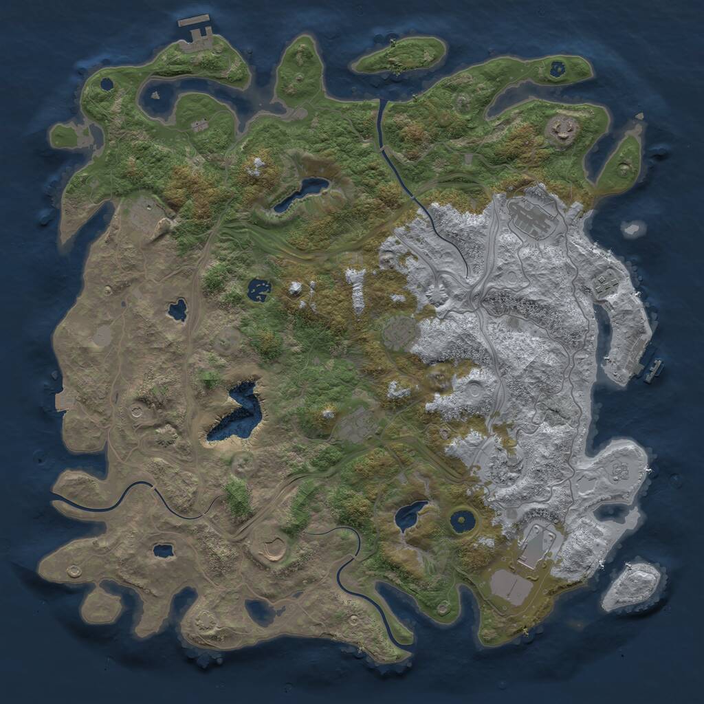 Rust Map: Procedural Map, Size: 4500, Seed: 1000687, 16 Monuments