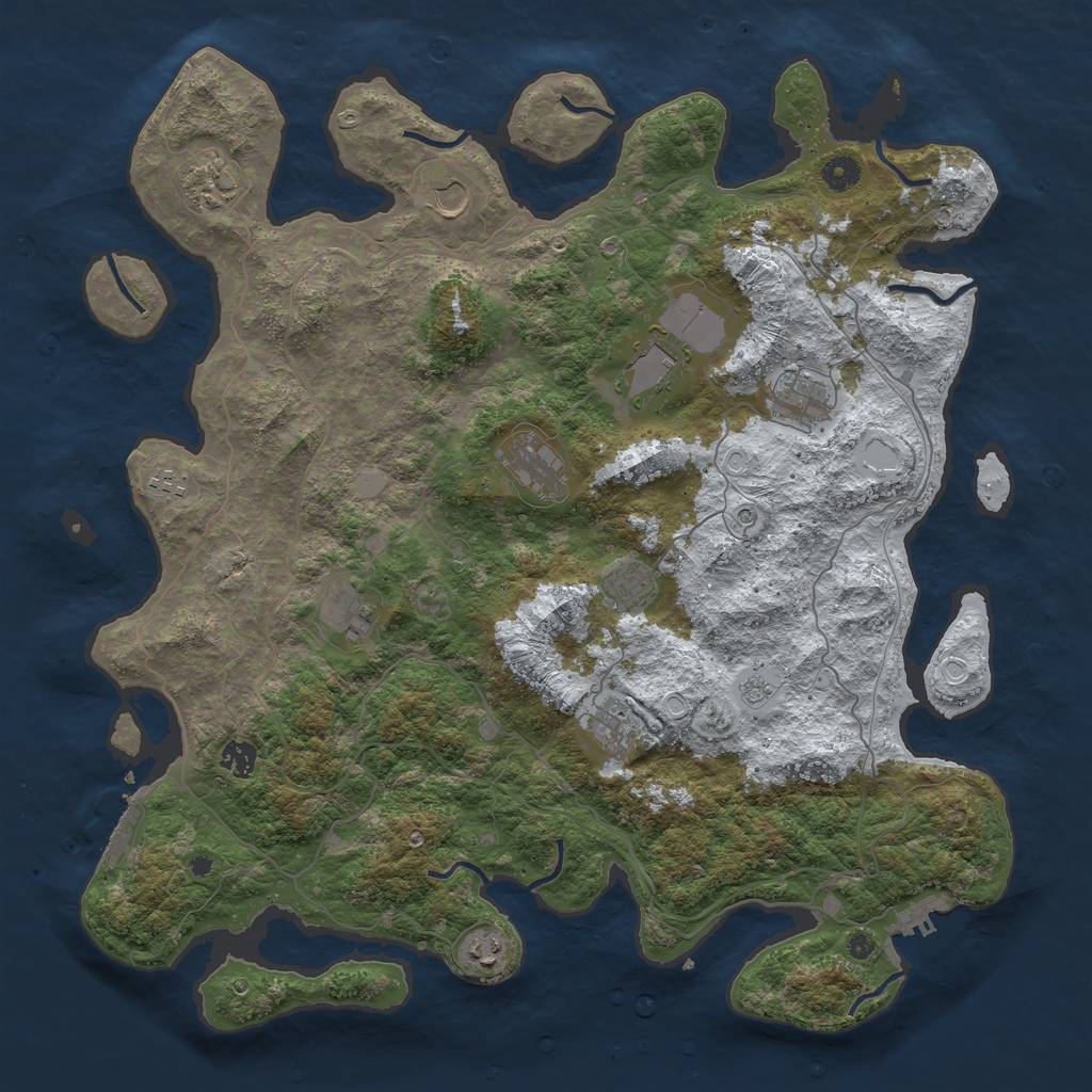 Rust Map: Procedural Map, Size: 4500, Seed: 1025439476, 20 Monuments