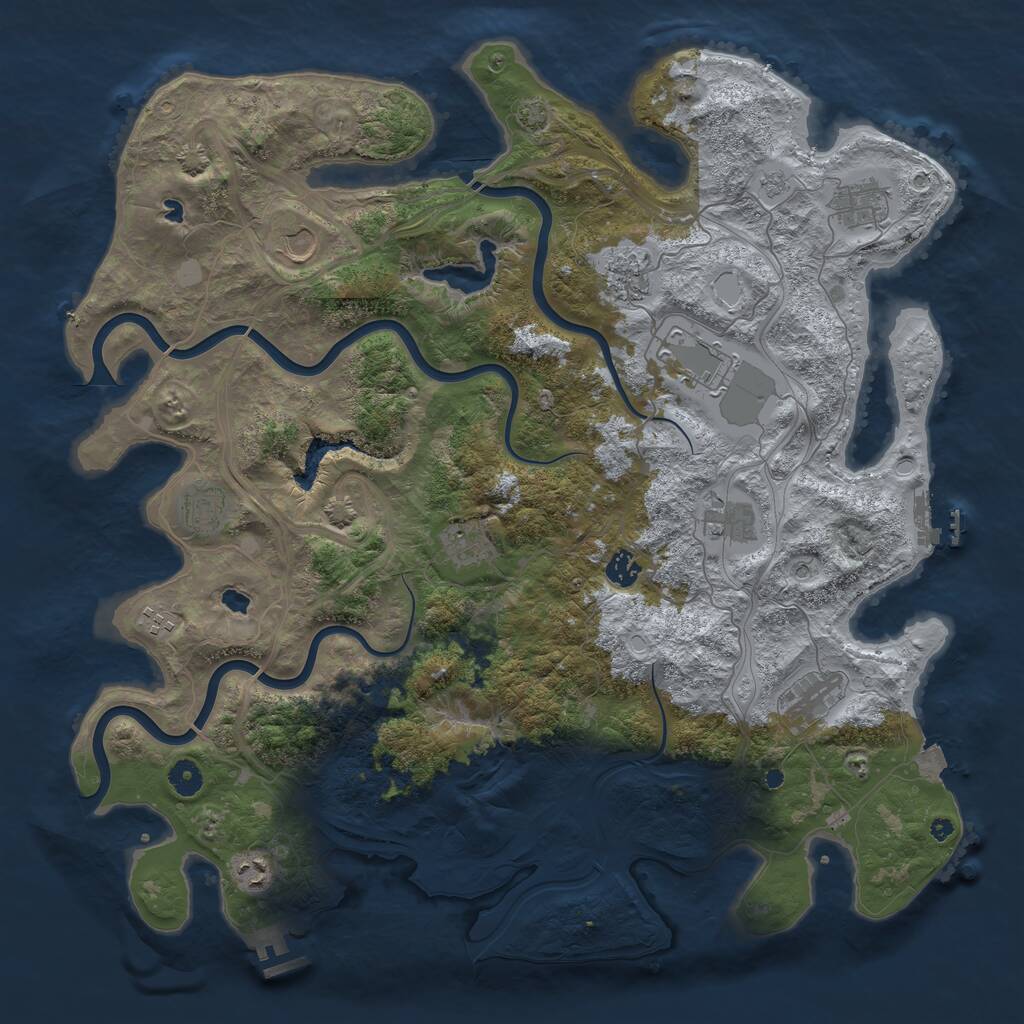 Rust Map: Procedural Map, Size: 4500, Seed: 281230, 17 Monuments
