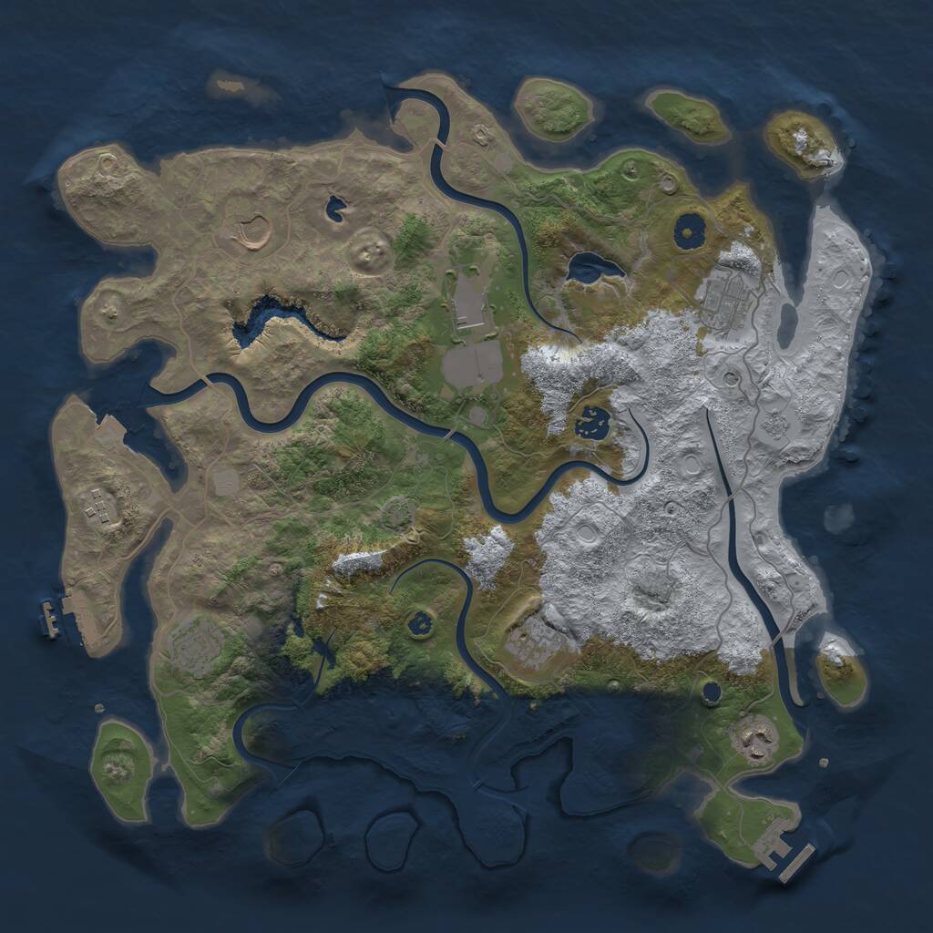 Rust Map: Procedural Map, Size: 4050, Seed: 2066018988, 14 Monuments
