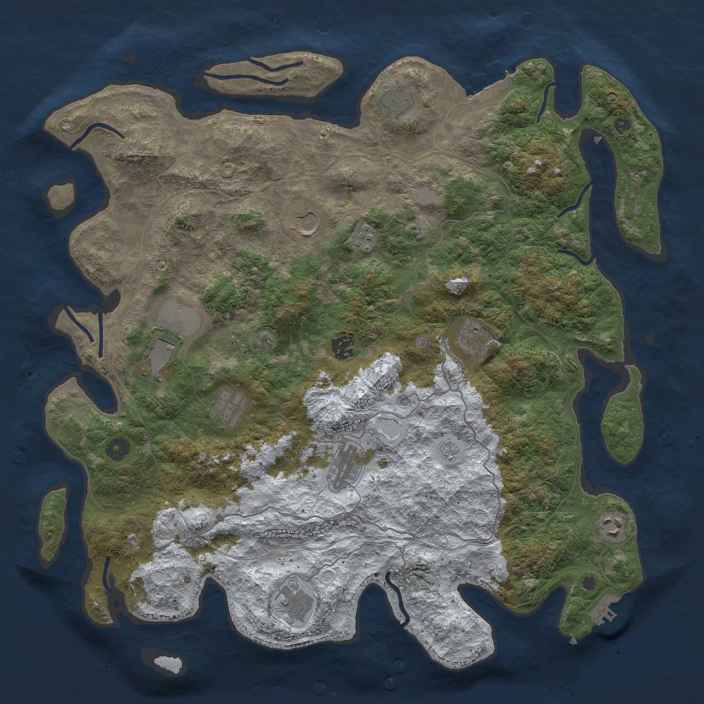 Rust Map: Procedural Map, Size: 4500, Seed: 5858567, 19 Monuments