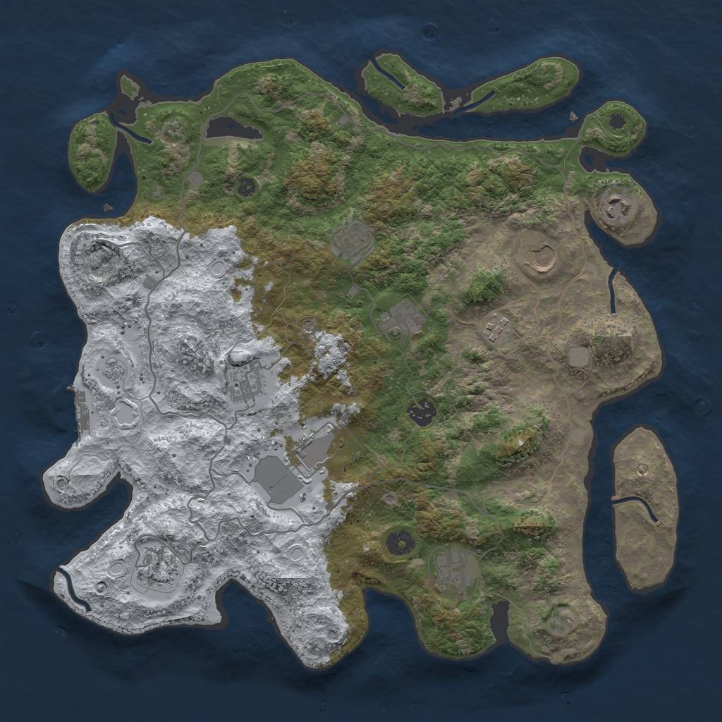Rust Map: Procedural Map, Size: 4000, Seed: 604845388, 18 Monuments