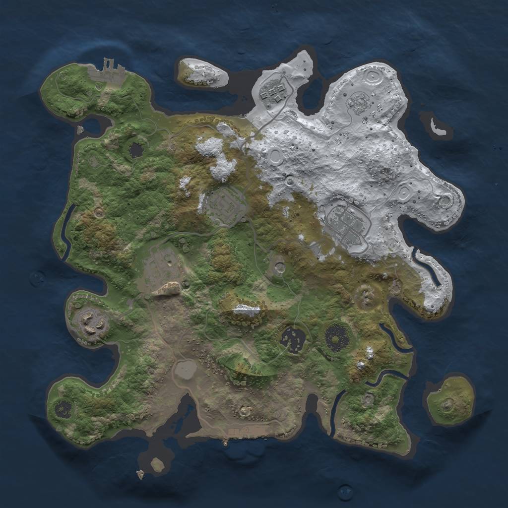 Rust Map: Procedural Map, Size: 3000, Seed: 1962476670, 15 Monuments