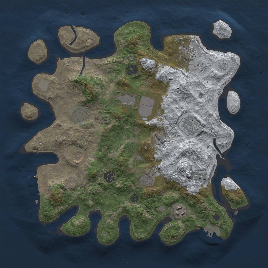 Rust Map: Procedural Map, Size: 3500, Seed: 13337, 18 Monuments