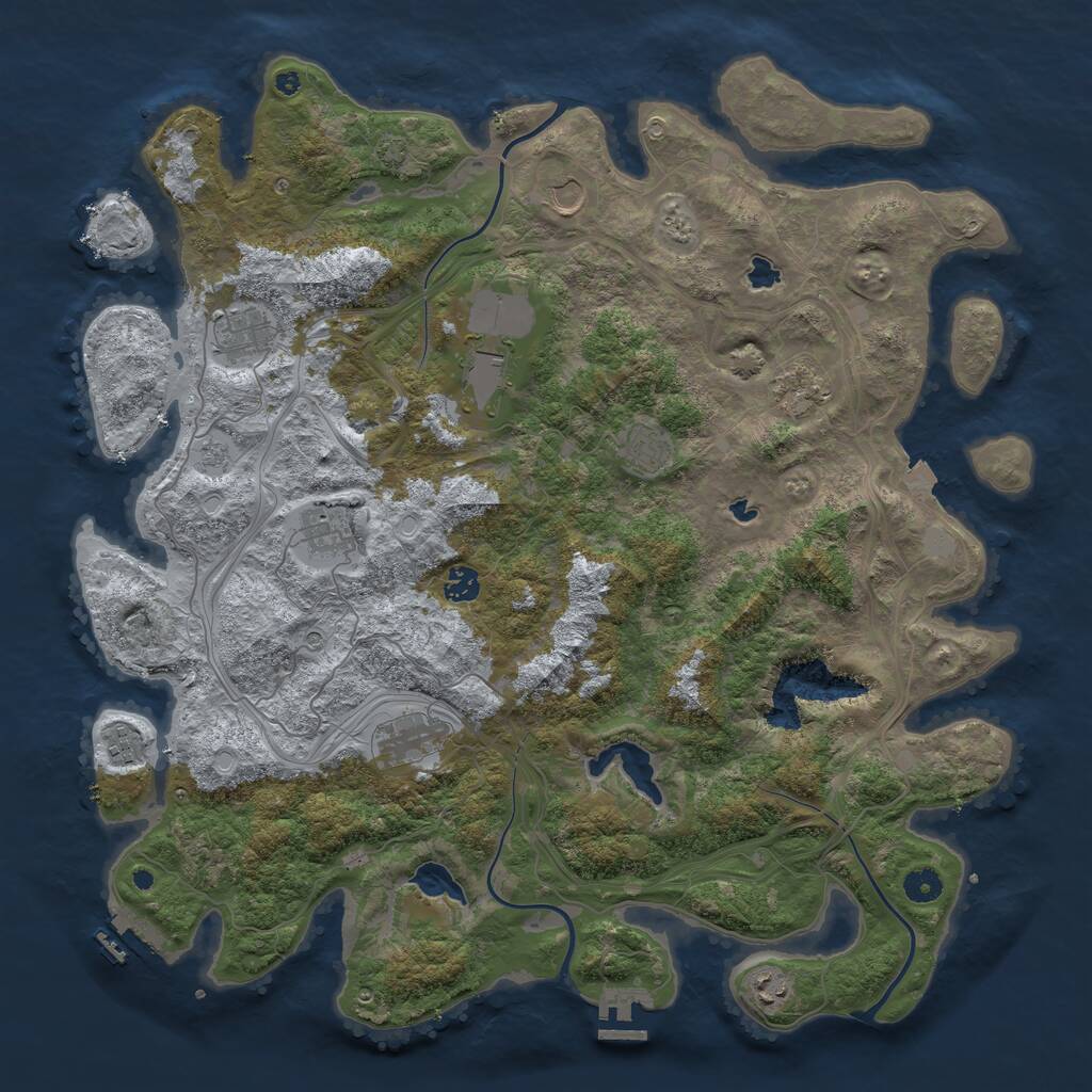 Rust Map: Procedural Map, Size: 4500, Seed: 4019782, 16 Monuments