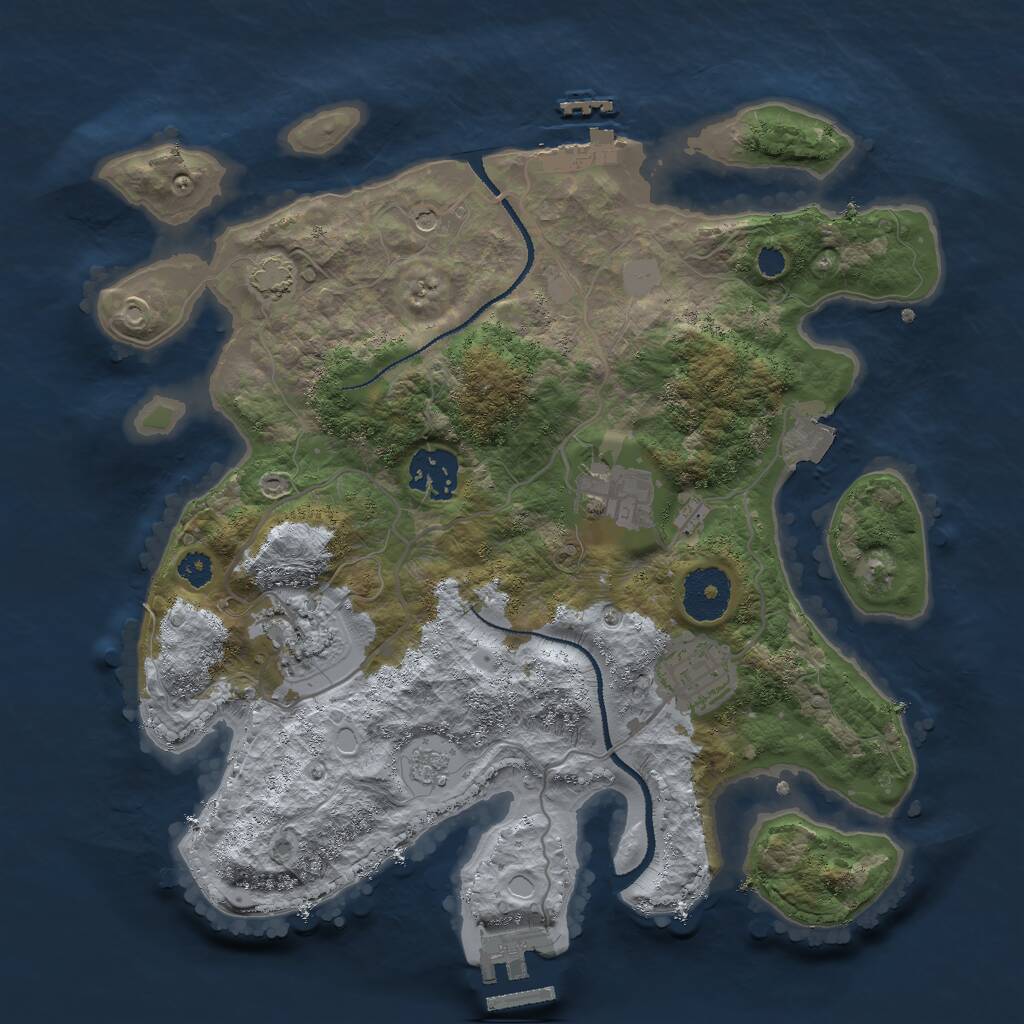 Rust Map: Procedural Map, Size: 3000, Seed: 541982665, 10 Monuments