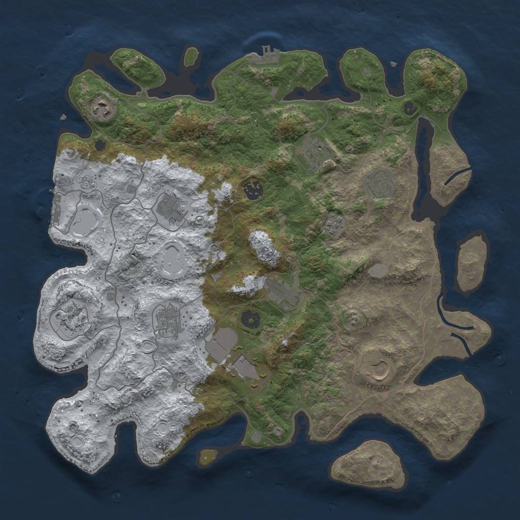 Rust Map: Procedural Map, Size: 4050, Seed: 1438806821, 20 Monuments