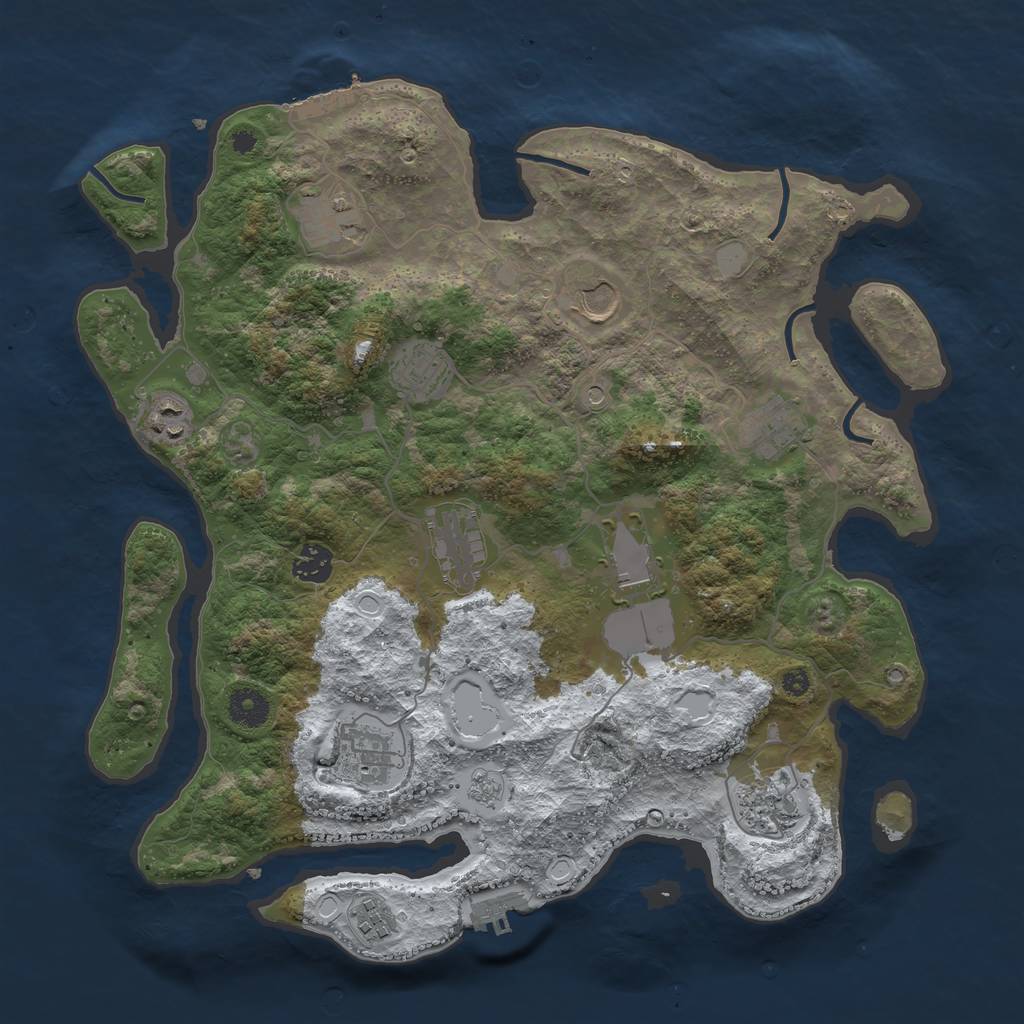 Rust Map: Procedural Map, Size: 3800, Seed: 64574405, 20 Monuments