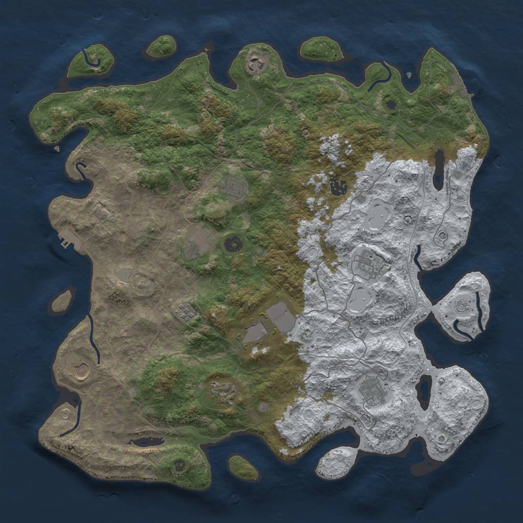 Rust Map: Procedural Map, Size: 4500, Seed: 5728020, 19 Monuments