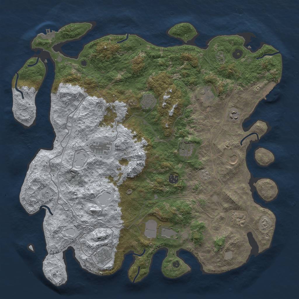 Rust Map: Procedural Map, Size: 4500, Seed: 1001714444, 20 Monuments