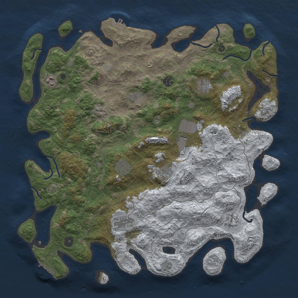 Rust Map: Procedural Map, Size: 4500, Seed: 4753967, 19 Monuments