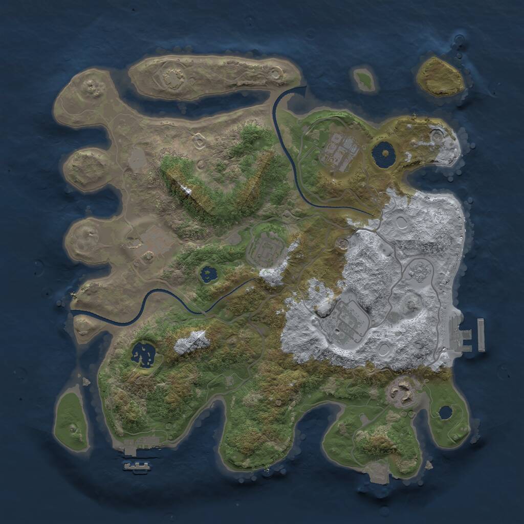 Rust Map: Procedural Map, Size: 3200, Seed: 1213419, 12 Monuments