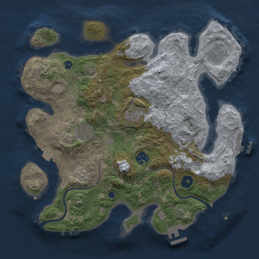 Rust Map: Procedural Map, Size: 3200, Seed: 1867756, 11 Monuments