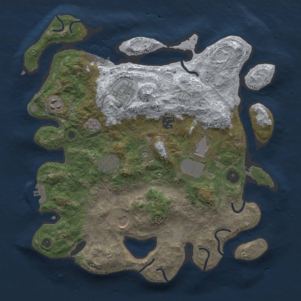 Rust Map: Procedural Map, Size: 3500, Seed: 4200005, 16 Monuments