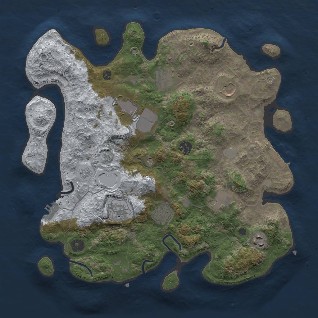 Rust Map: Procedural Map, Size: 3600, Seed: 2059880048, 17 Monuments