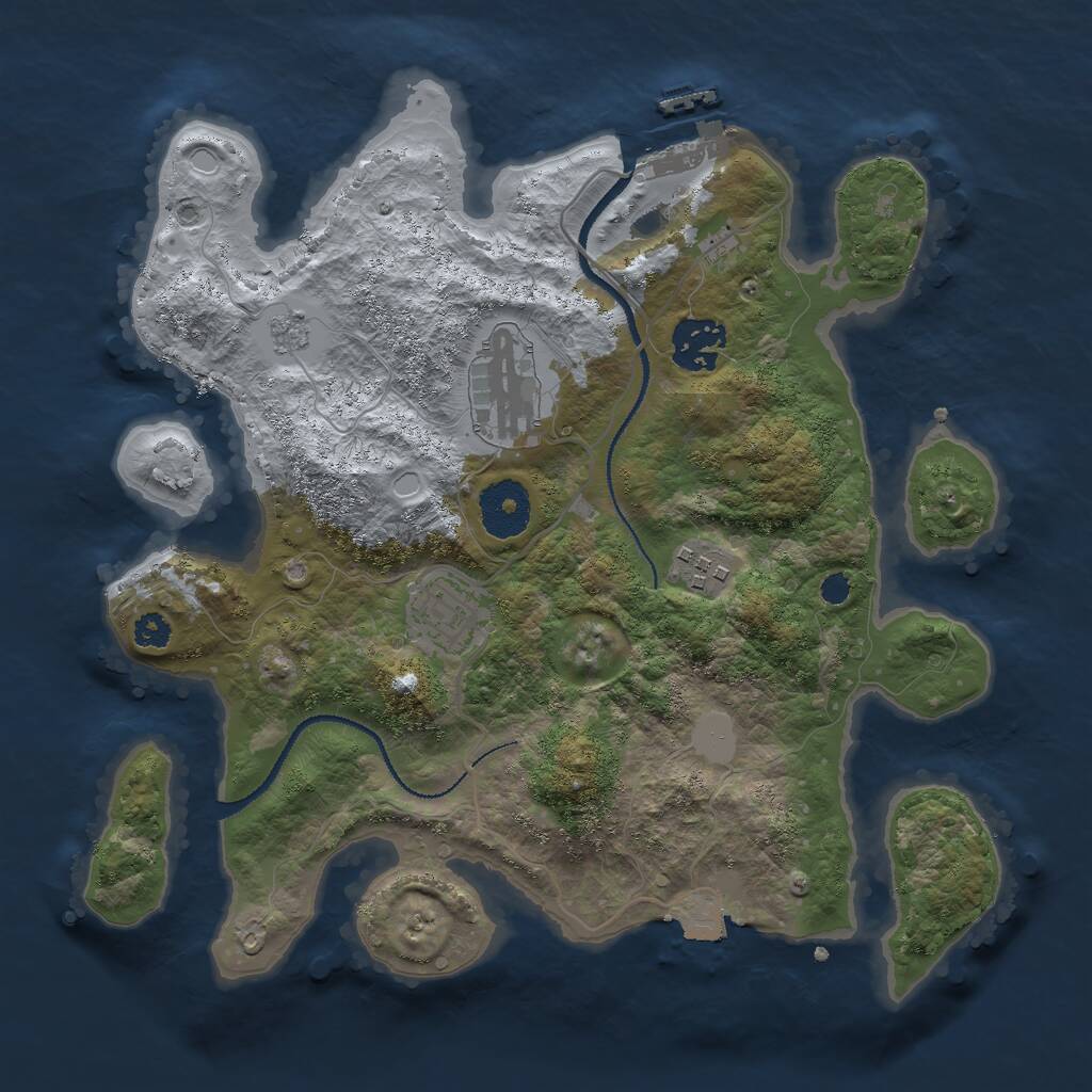 Rust Map: Procedural Map, Size: 3000, Seed: 1733486730, 7 Monuments