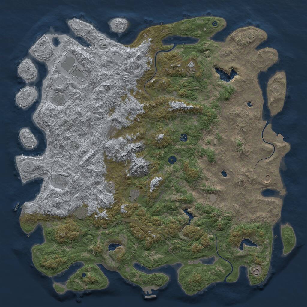 Rust Map: Procedural Map, Size: 5700, Seed: 57075, 17 Monuments