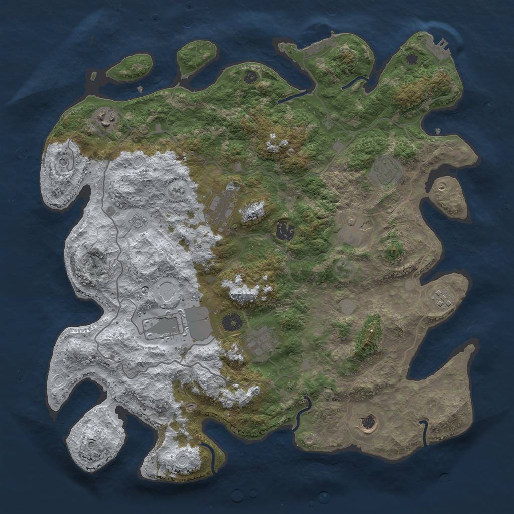 Rust Map: Procedural Map, Size: 4000, Seed: 92243, 18 Monuments