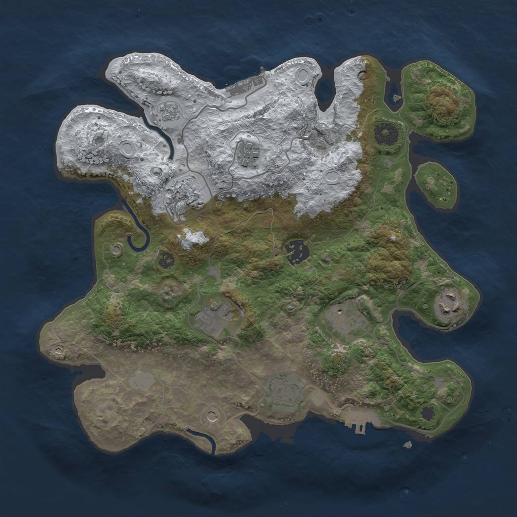 Rust Map: Procedural Map, Size: 3200, Seed: 2075955, 16 Monuments