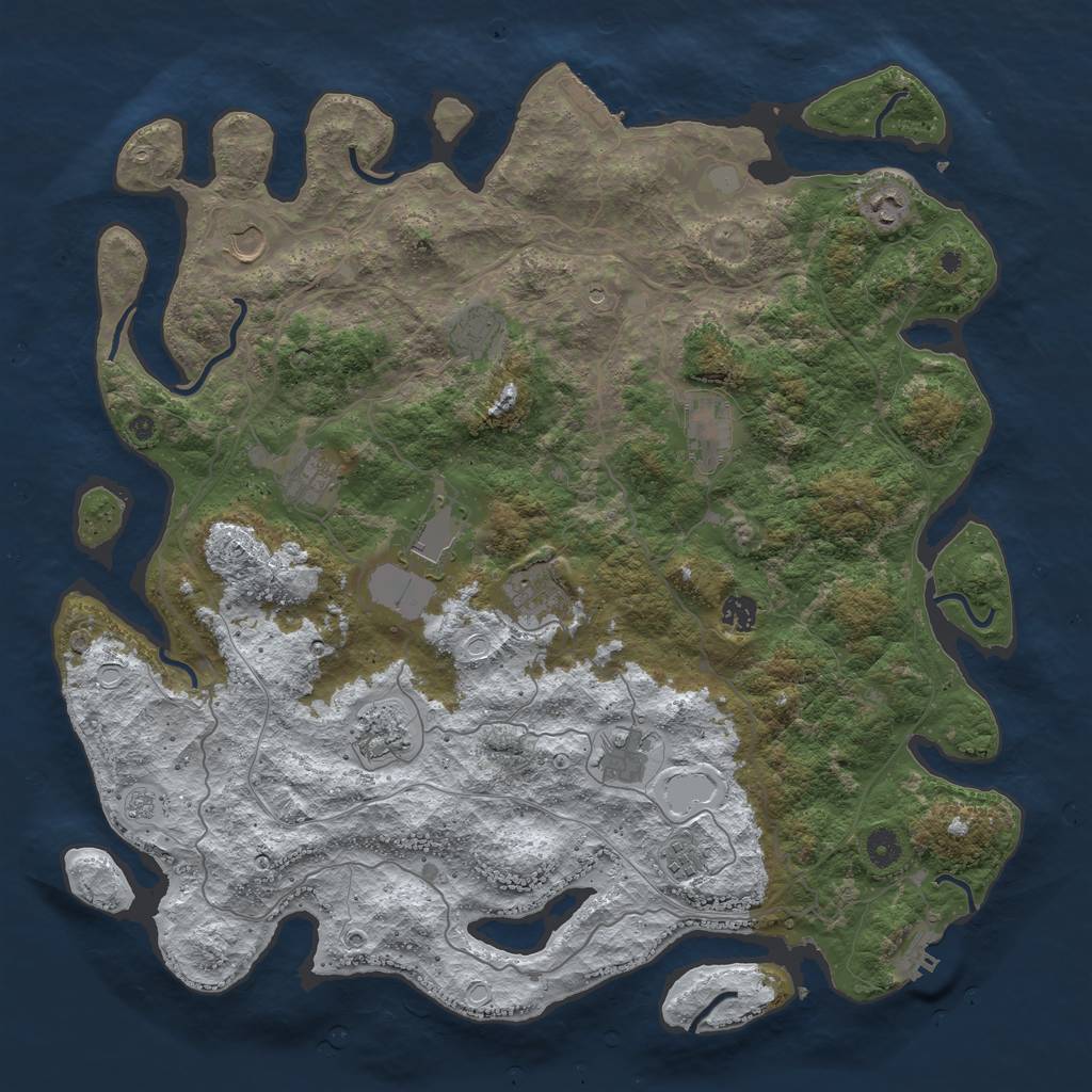 Rust Map: Procedural Map, Size: 4500, Seed: 1591043, 20 Monuments