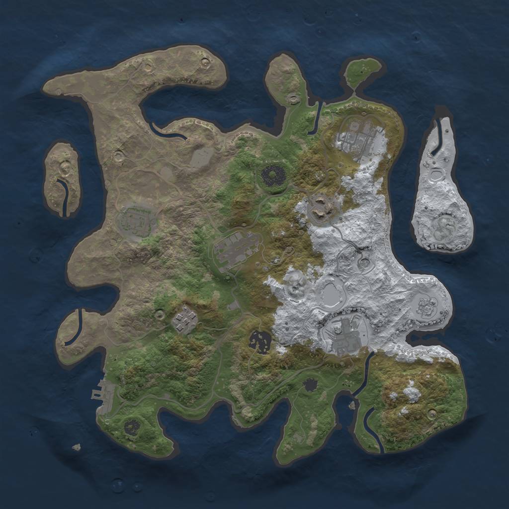 Rust Map: Procedural Map, Size: 3250, Seed: 6172958, 15 Monuments