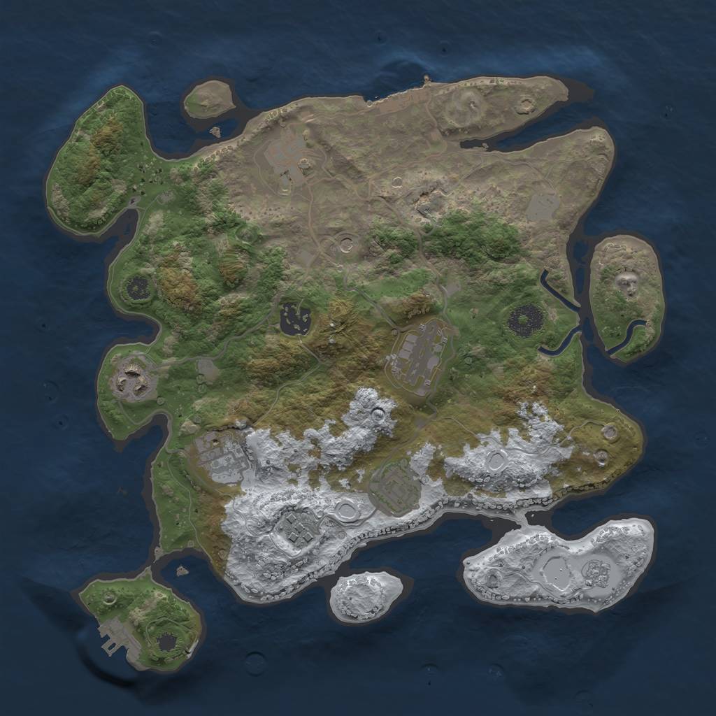 Rust Map: Procedural Map, Size: 3200, Seed: 6041754, 16 Monuments