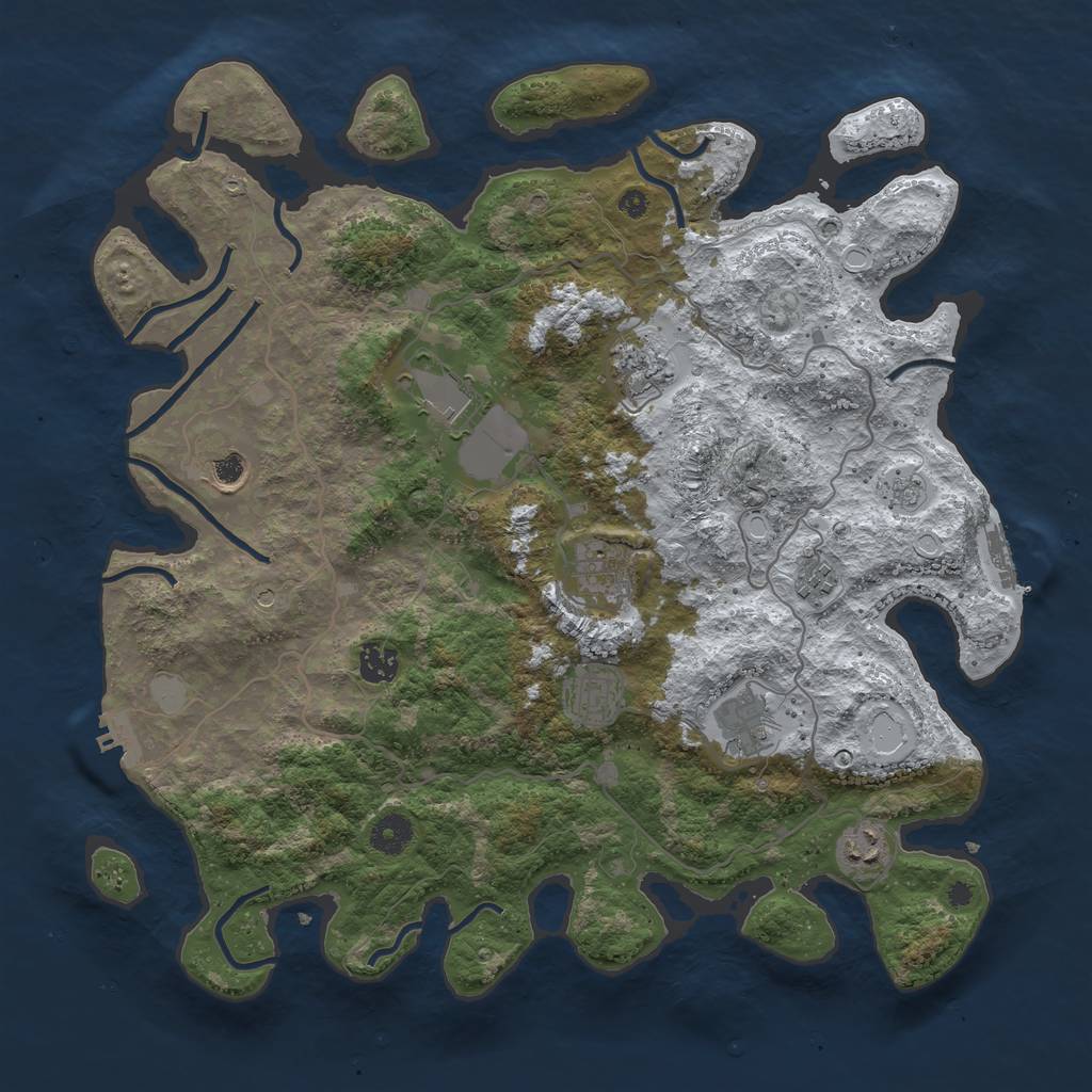 Rust Map: Procedural Map, Size: 4000, Seed: 123134234, 18 Monuments